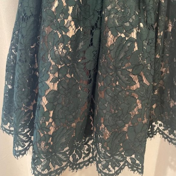 EMERALD GREEN/NUDE GUIPURE LACE DRESS - SIZE 10 - Picture 3 of 7